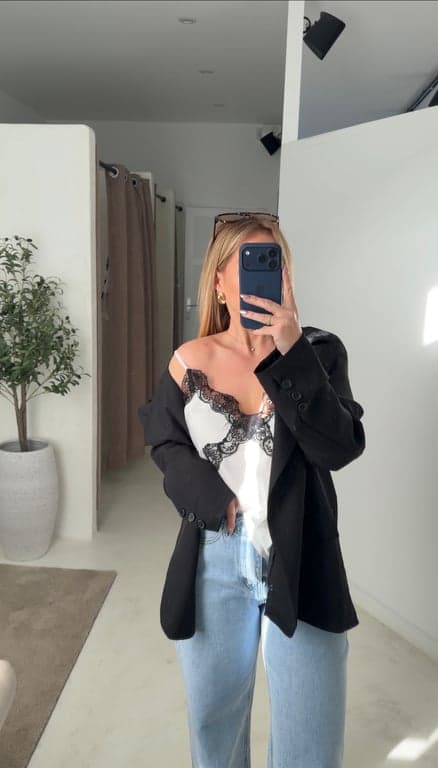 Blazer noir asymétrique - photo 3