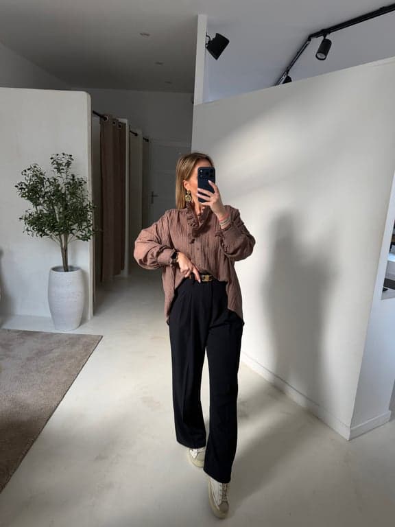 Blouse taupe fluide et ample - photo 1