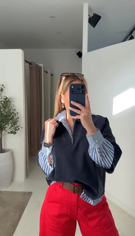 Chemise courte bleu marine - Blouses & Chemisiers | Sodress - Vue alternative