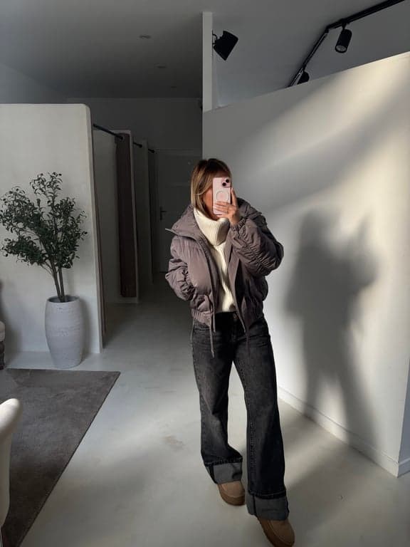 Doudoune grise courte, col montant - photo 2