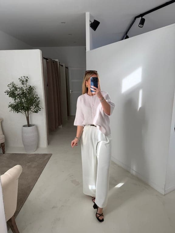 Gilet manches 3/4 rose très pâle - photo 1