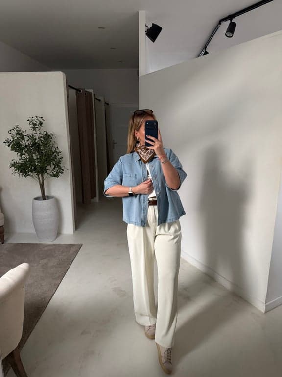 Pantalon fluide et large écru - Pantalons & Jeans | Sodress