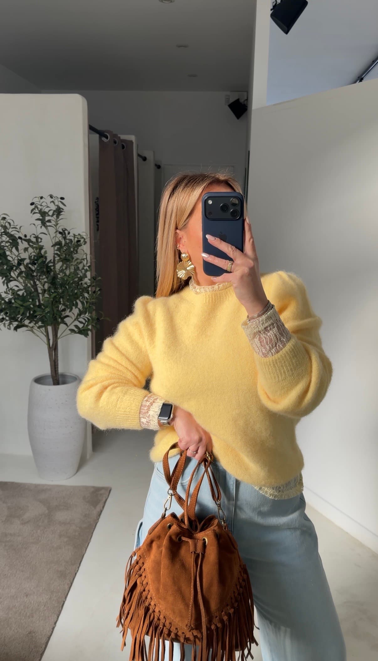 Pull à épaulettes jaune - photo 2