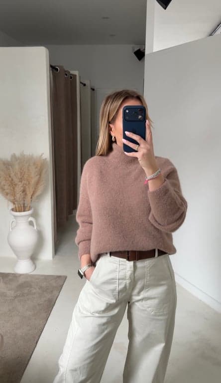 Pull col montant taupe - photo 2