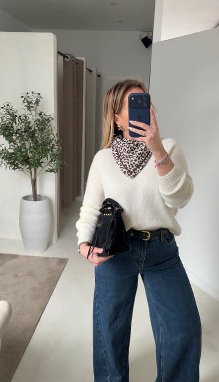 Pull col rond doux écru - photo 2