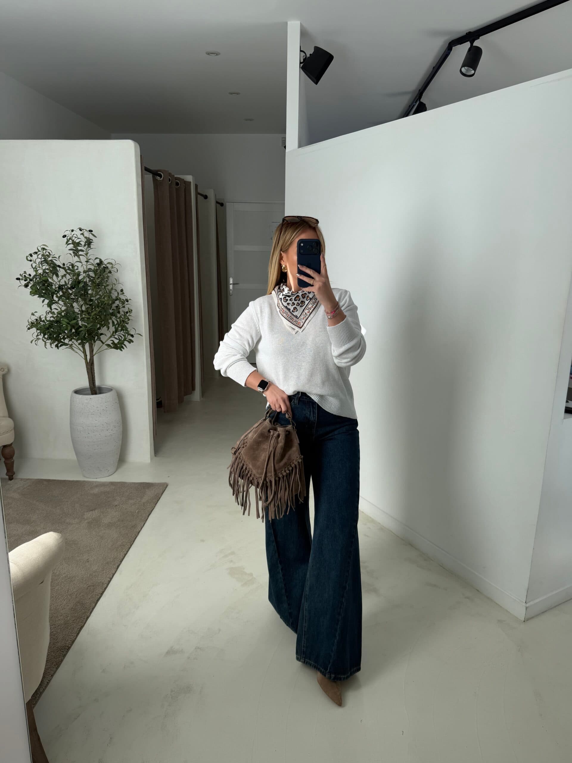 Pull en maille fine blanc - photo 1