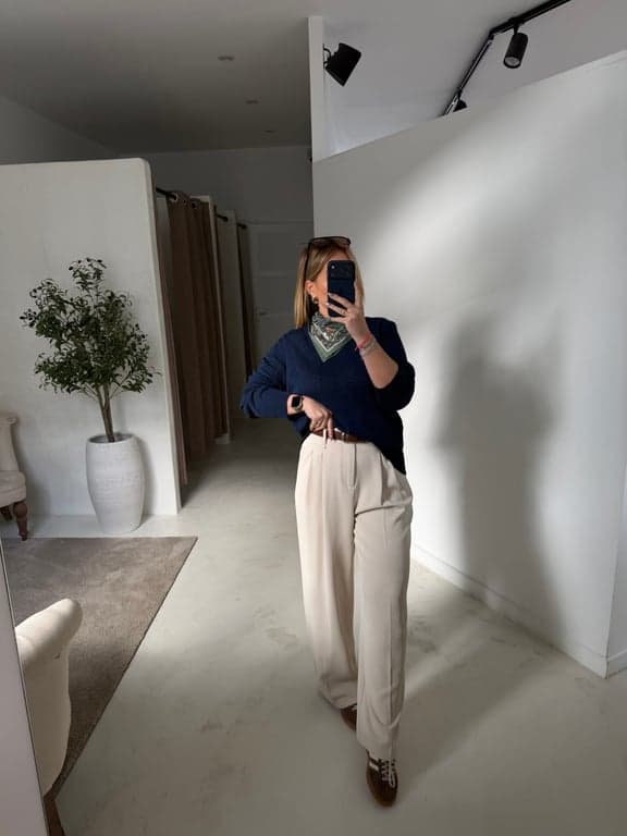 Pull en maille fine bleu marine - photo 1