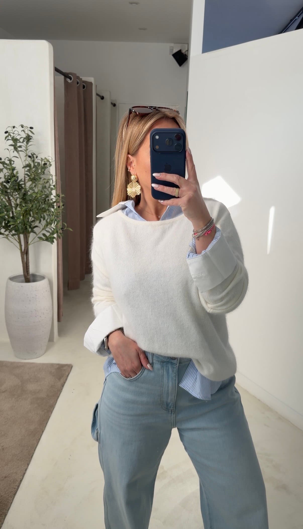 Pull gilet col bateau blanc - photo 2