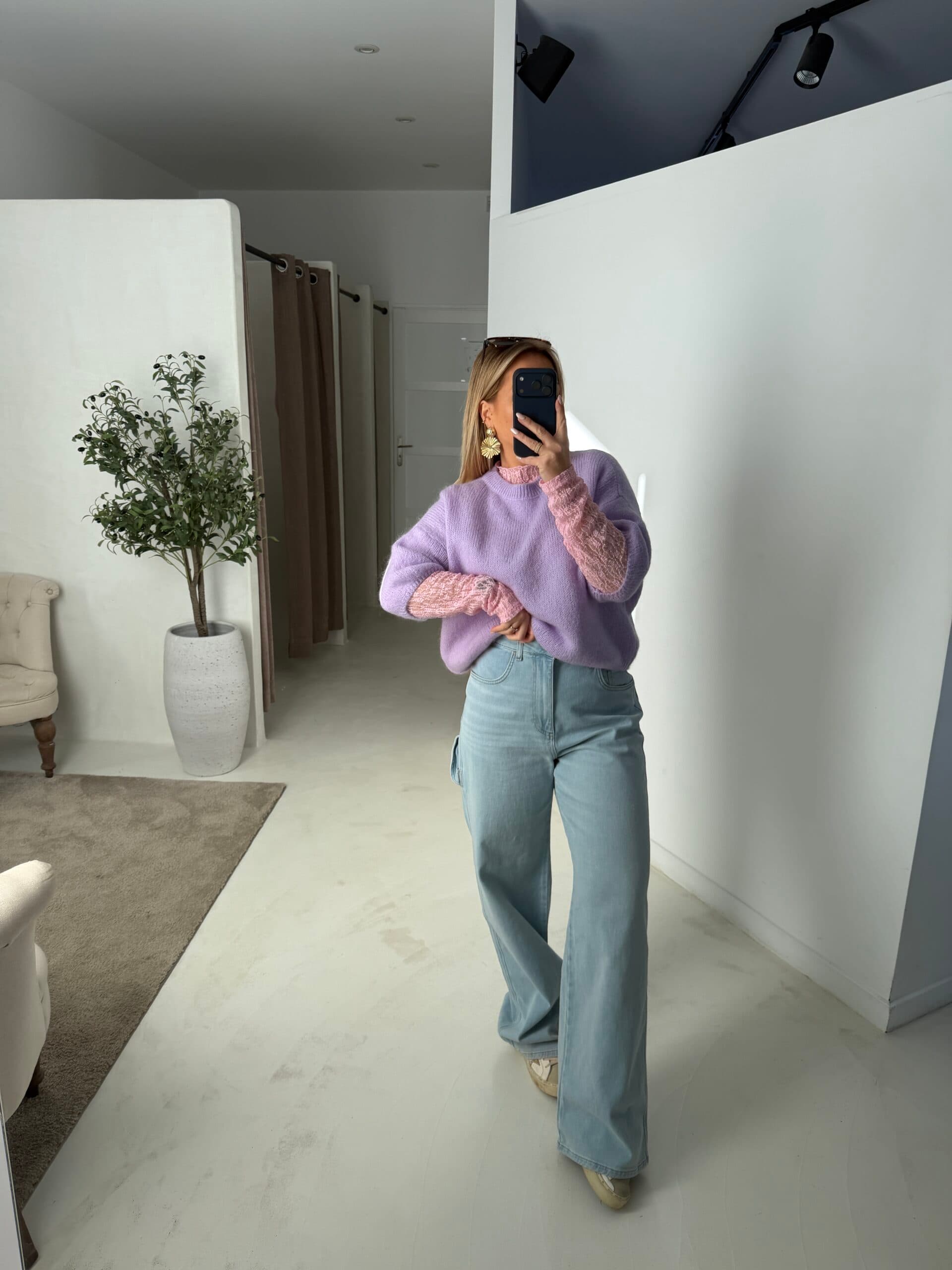 Pull manches courtes lilas - photo 1