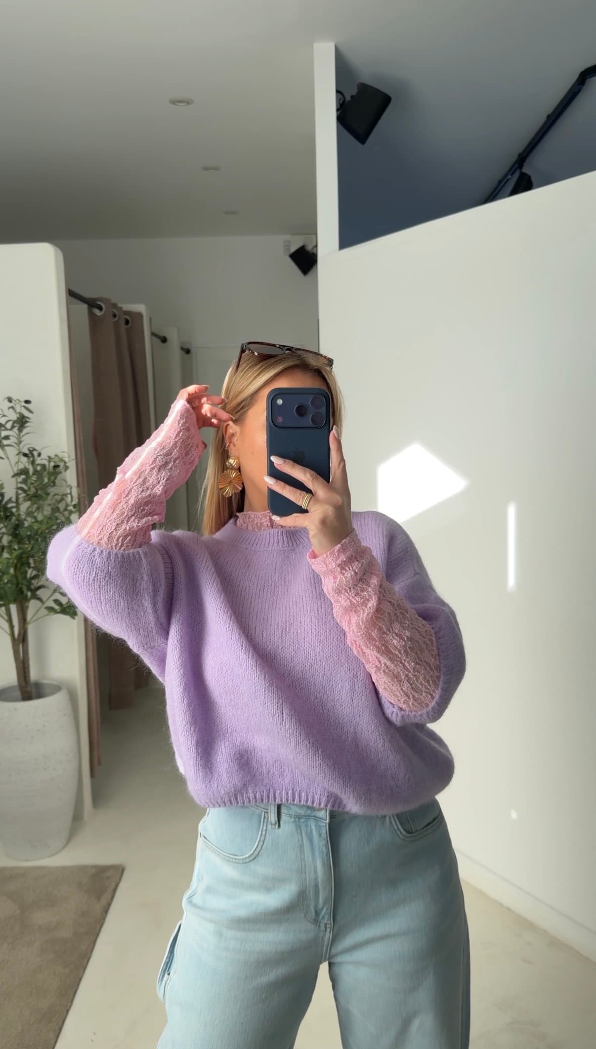 Pull manches courtes lilas - photo 2