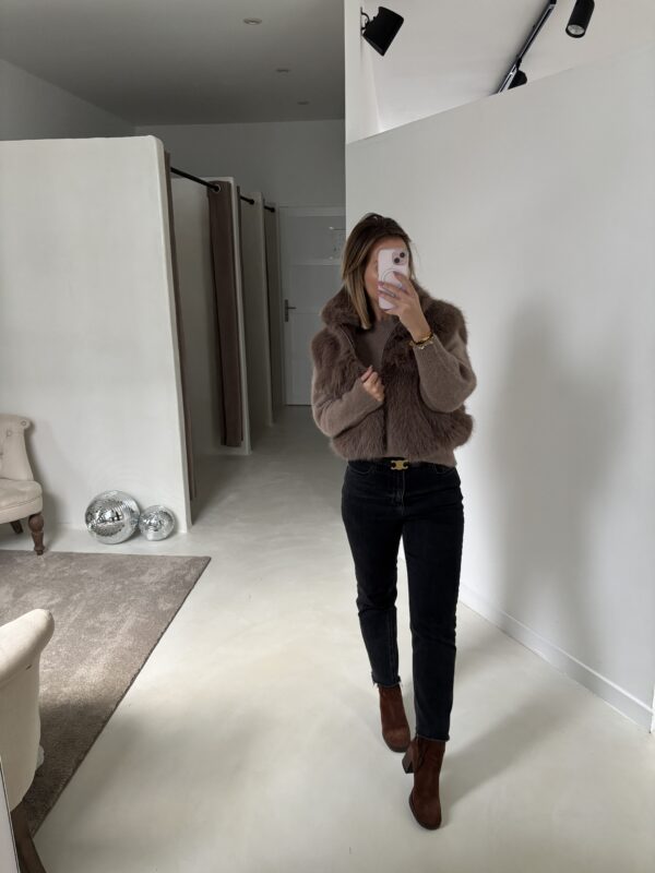 Veste fourrure sans manches marron