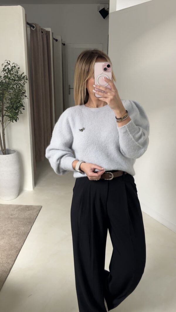 Pull à épaulettes gris perle – Image 2