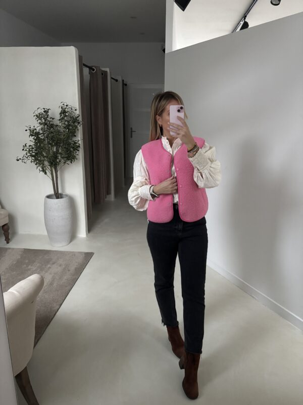 Gilet sans manches molletonné rose