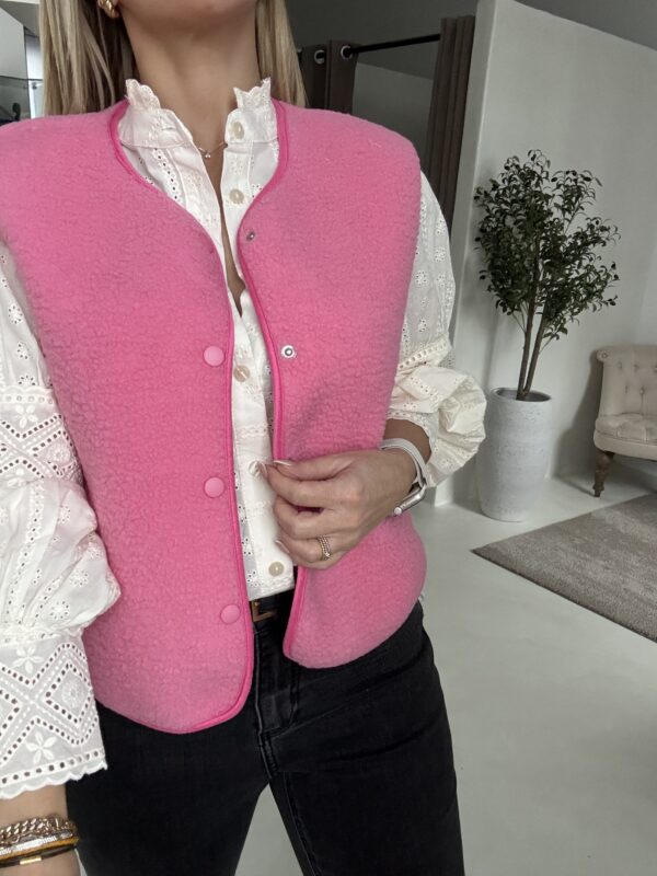 Gilet sans manches molletonné rose – Image 2