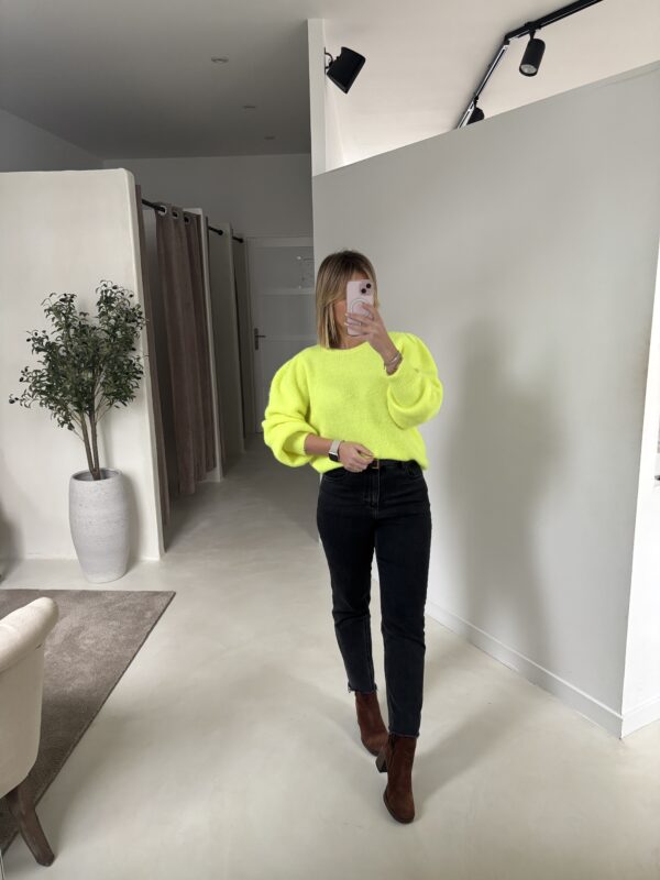 Pull à épaulettes jaune fluo