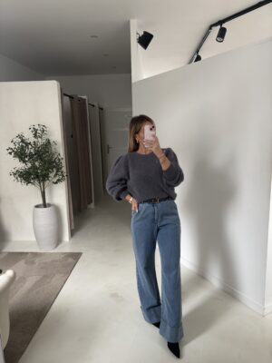 Pull à épaulettes gris souris