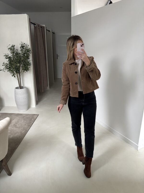 Veste courte effet daim taupe