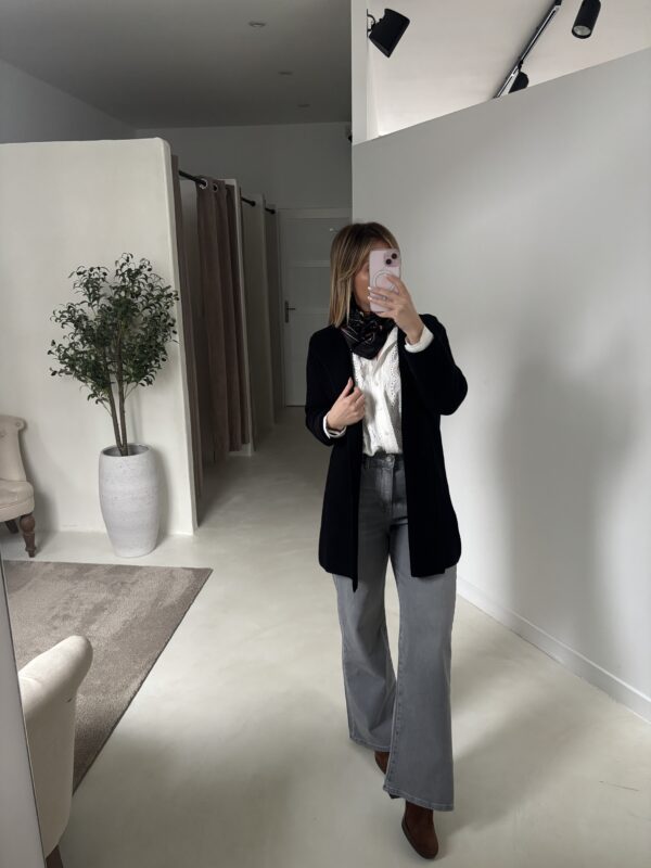 Gilet long en maille noir