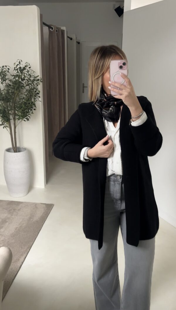 Gilet long en maille noir – Image 2