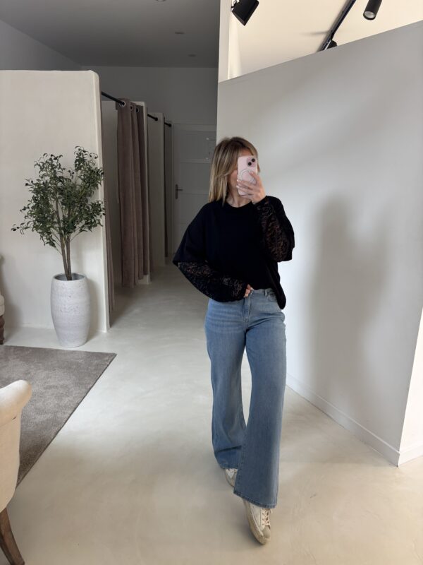 Jean ample à taille haute bleu