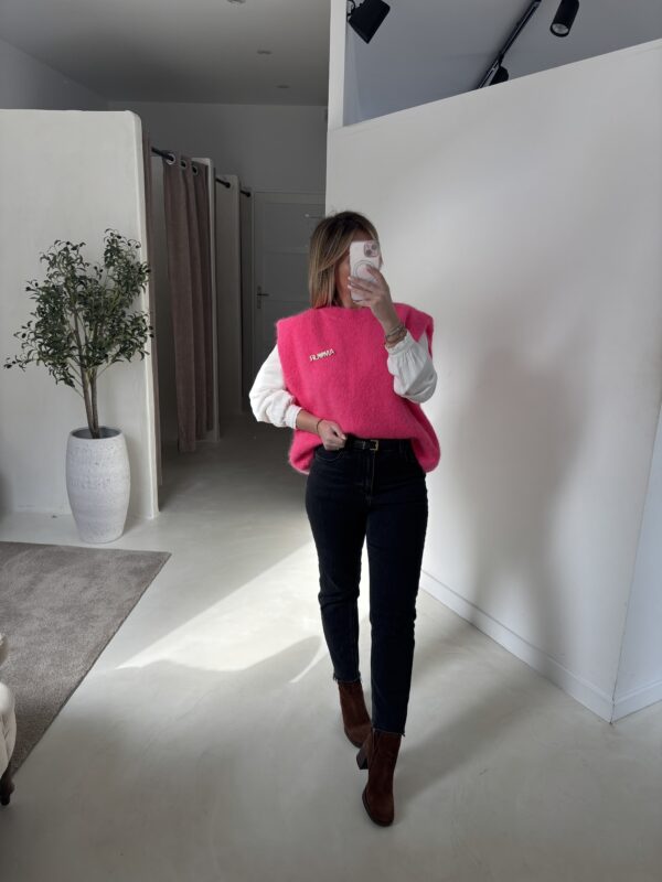 Pull sans manches rose
