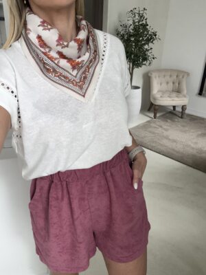 Short en éponge vieux rose
