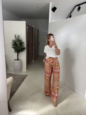 Pantalon fluide et large à motifs colorés