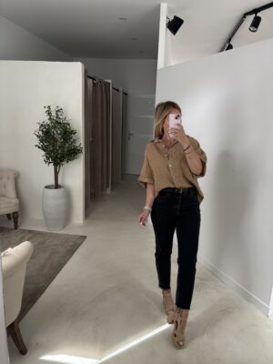 Chemisier en lin camel