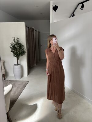 Robe longue tabac détails tressés