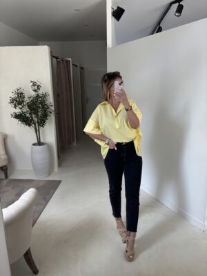 Chemise manches courtes chauve-souris jaune