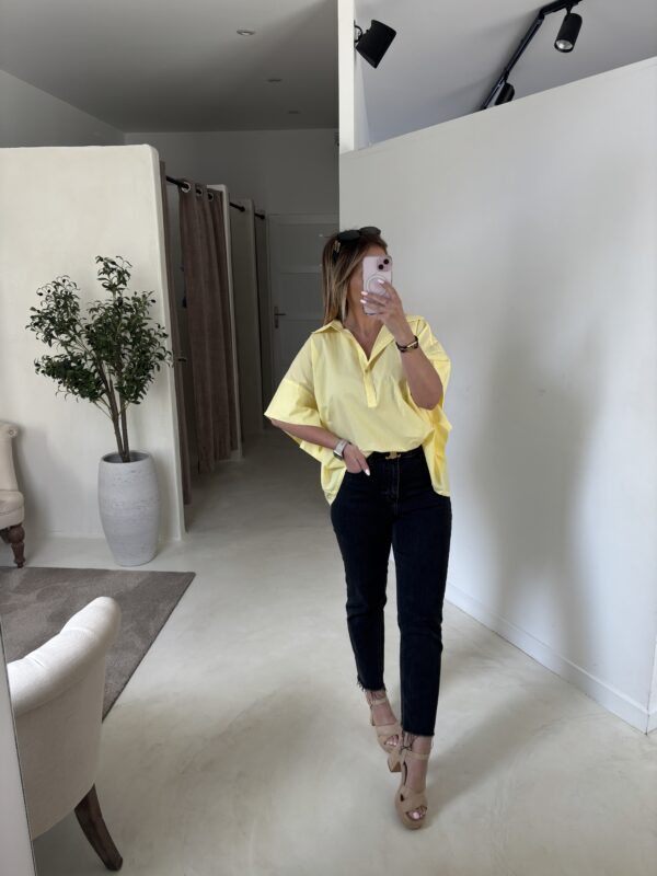 Chemise manches courtes chauve-souris jaune