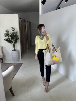 Pull en maille Col V jaune