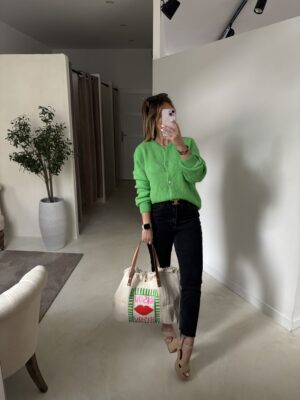 Gilet boutonné vert pomme