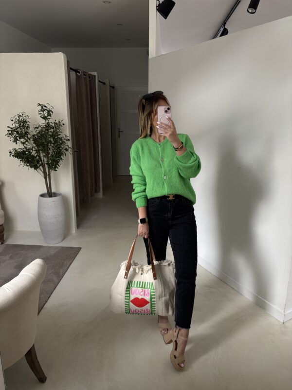 Gilet boutonné vert pomme