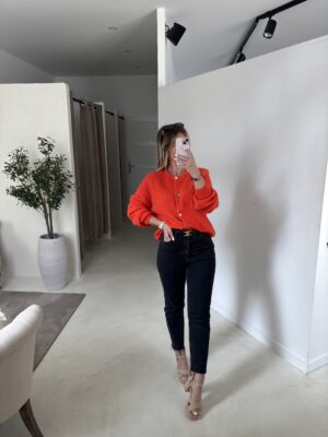 Gilet boutonné orange