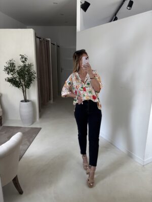 Chemise manches courtes à motifs colorés
