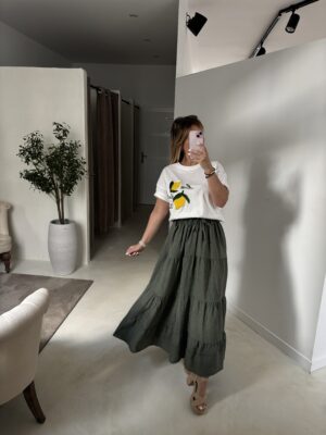 T-shirt blanc avec broderies citron « la dolce vita »