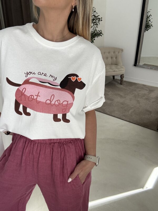 T-shirt oversize blanc « You are my hot dog » – Image 2