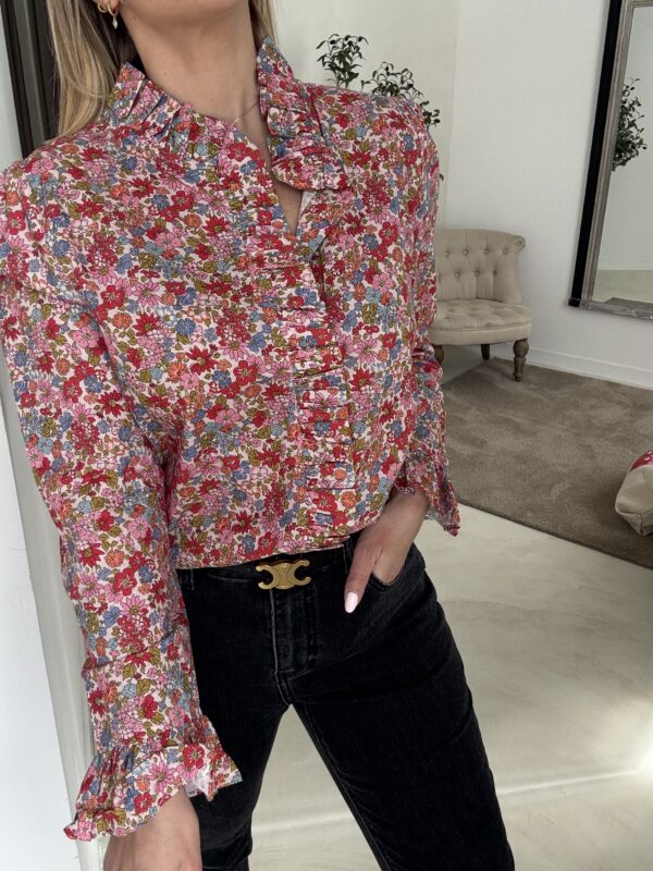 Blouse à motifs fleuris col montant – Image 2