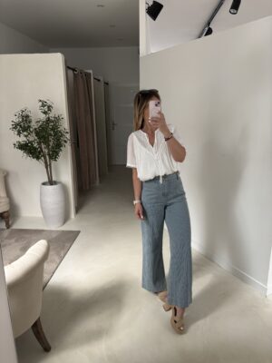 Pantalon rayé détails poches