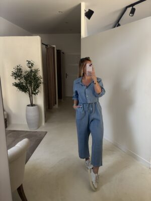 Combinaison en lin bleu