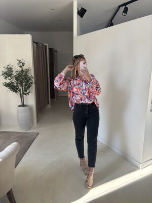Blouse col V colorée
