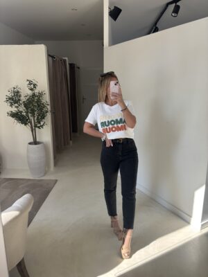 T-shirt blanc brodé "amour" en molleton