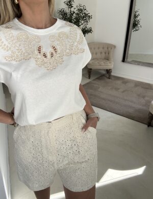 T-shirt blanc détail brodé