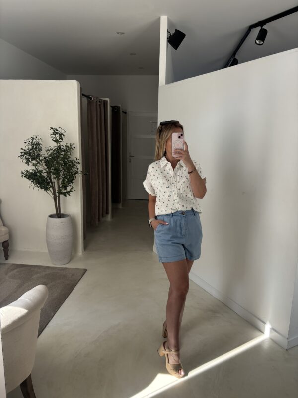 Short fluide style denim bleu