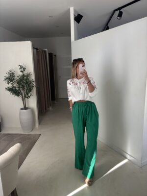 Pantalon en lin vert