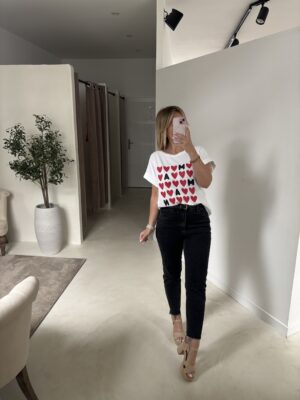 T-Shirt blanc inscriptions maman et cœurs