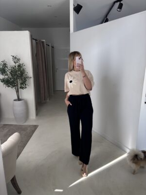 Pantalon en gaz de coton noir