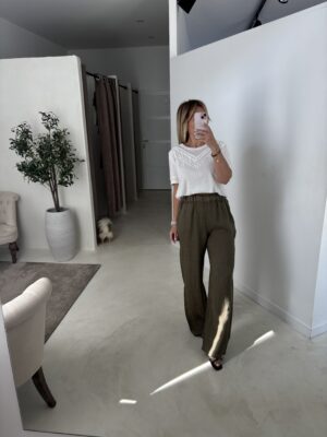 Pantalon en lin kaki fluide