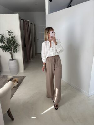 Pantalon fluide beige foncé